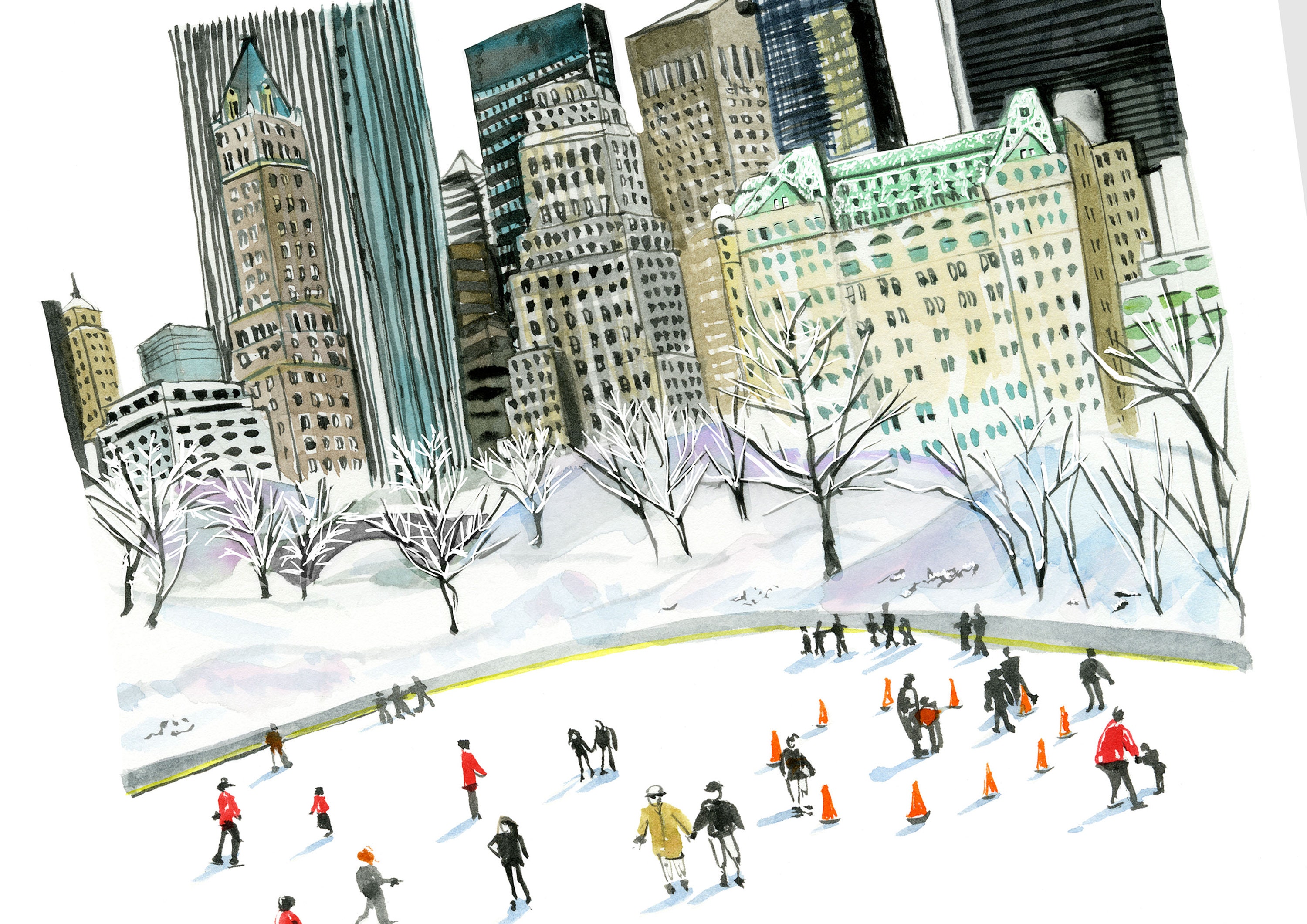 Wollman Rink Watercolor Print / Central Park / New York in Stride