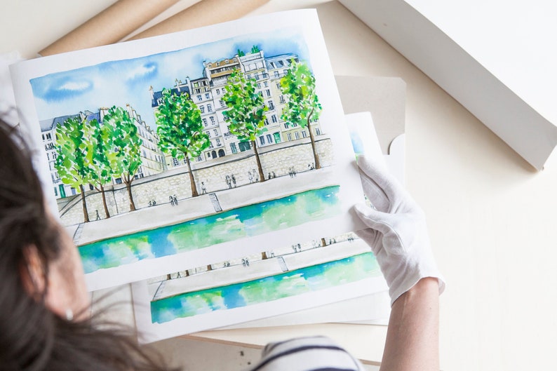 Watercolor Île Saint-Louis / limited edition of 10 Paris | Etsy