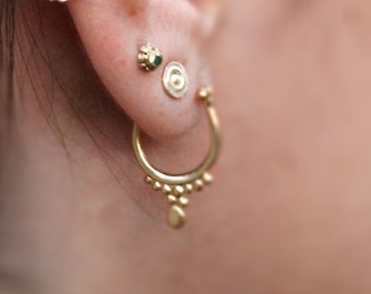 18K yellow gold earrings, gold hoop earrings, tribal hoop earrings, earrings gold, tribal gold earring, 18K gold, bridal earrings, ethnic