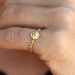 Minimalist Gold Ring, Ethnic Solid Gold Ring, Dainy Thin Gold Ring, Solid Gold Stacking Ring, 14K Simple Gold Ring, Dainty Dome Gold Ring image 1