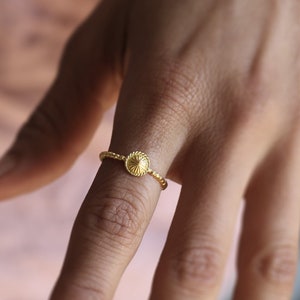 Minimalist Gold Ring, Ethnic Solid Gold Ring, Dainy Thin Gold Ring, Solid Gold Stacking Ring, 14K Simple Gold Ring, Dainty Dome Gold Ring image 3