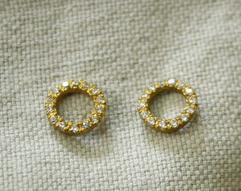 18K gold, diamond gold earrings, stud gold earrings, diamond earrings, gold studs, gold post earrings, minimalist earrings, gift for her
