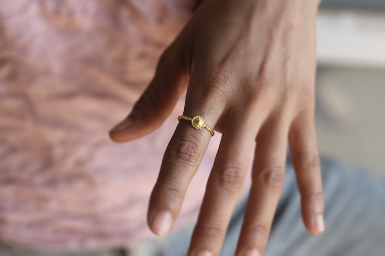 Minimalist Gold Ring, Ethnic Solid Gold Ring, Dainy Thin Gold Ring, Solid Gold Stacking Ring, 14K Simple Gold Ring, Dainty Dome Gold Ring image 3