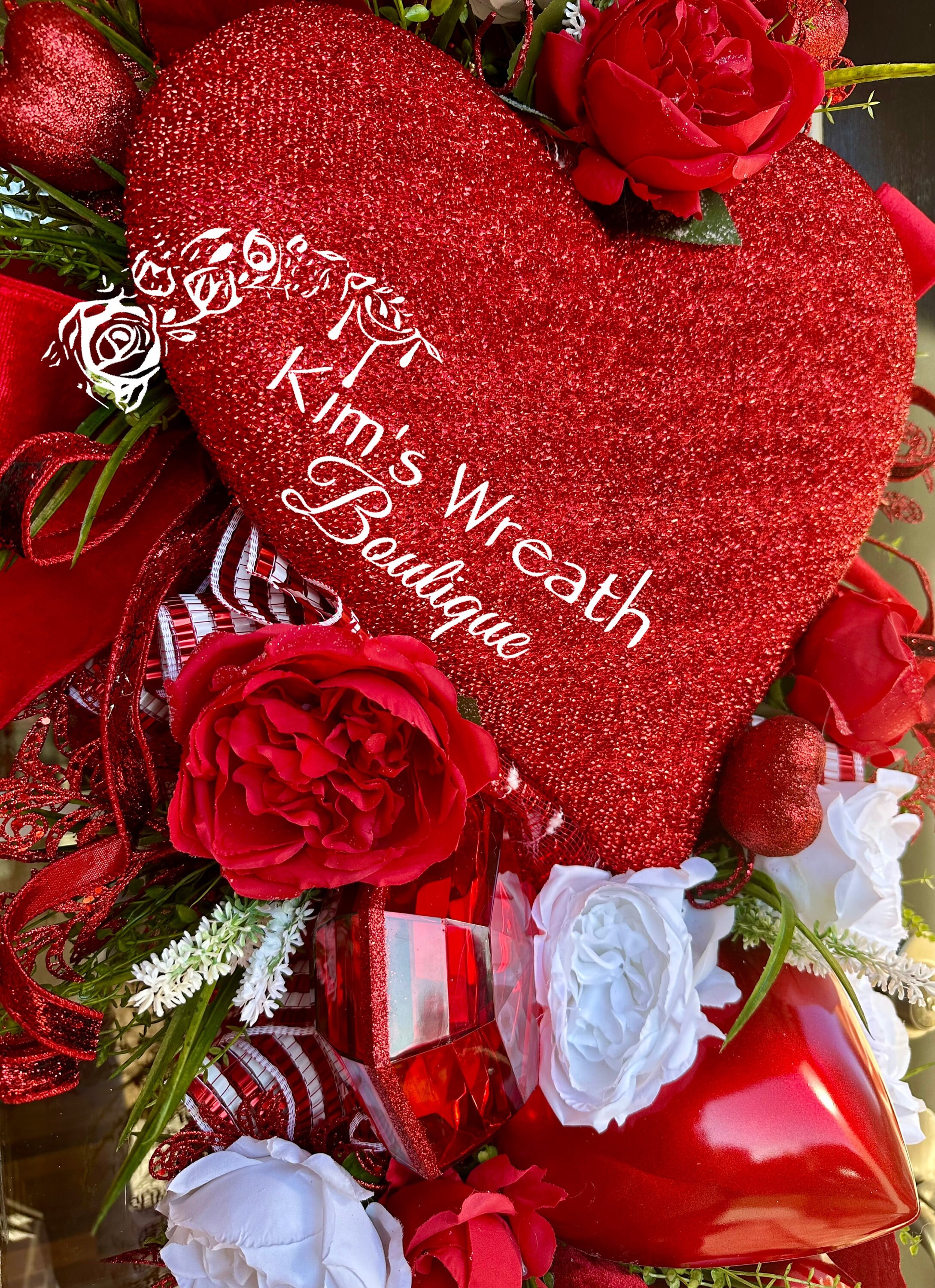 Valentine Heart Swag: Red Roses, Velvet Ribbons, Romantic Door Decor - Etsy