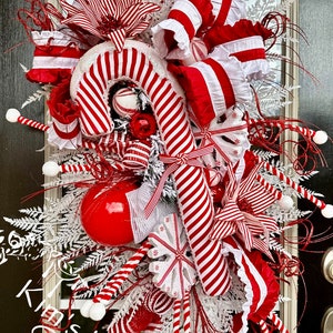 Candy Cane Swag, Candy Cane Wreath, Candy Cane Decor, Peppermint Swag, Peppermint Wreath, Christmas Swag, Christmas Wreath, Xmas Decor