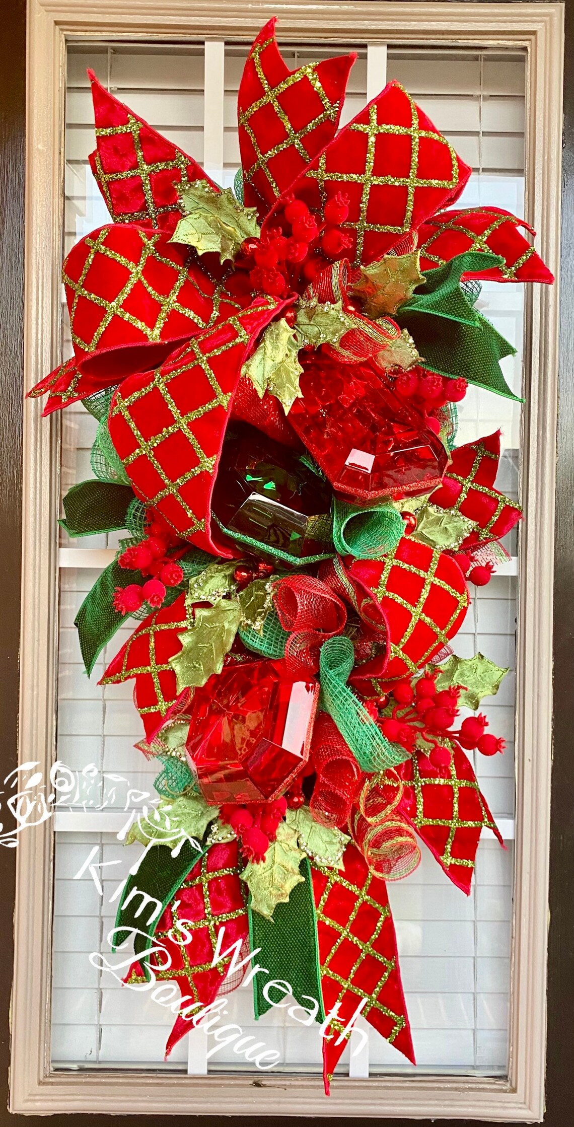 Christmas Wreath Christmas Swag Jeweled Swag Christmas Etsy