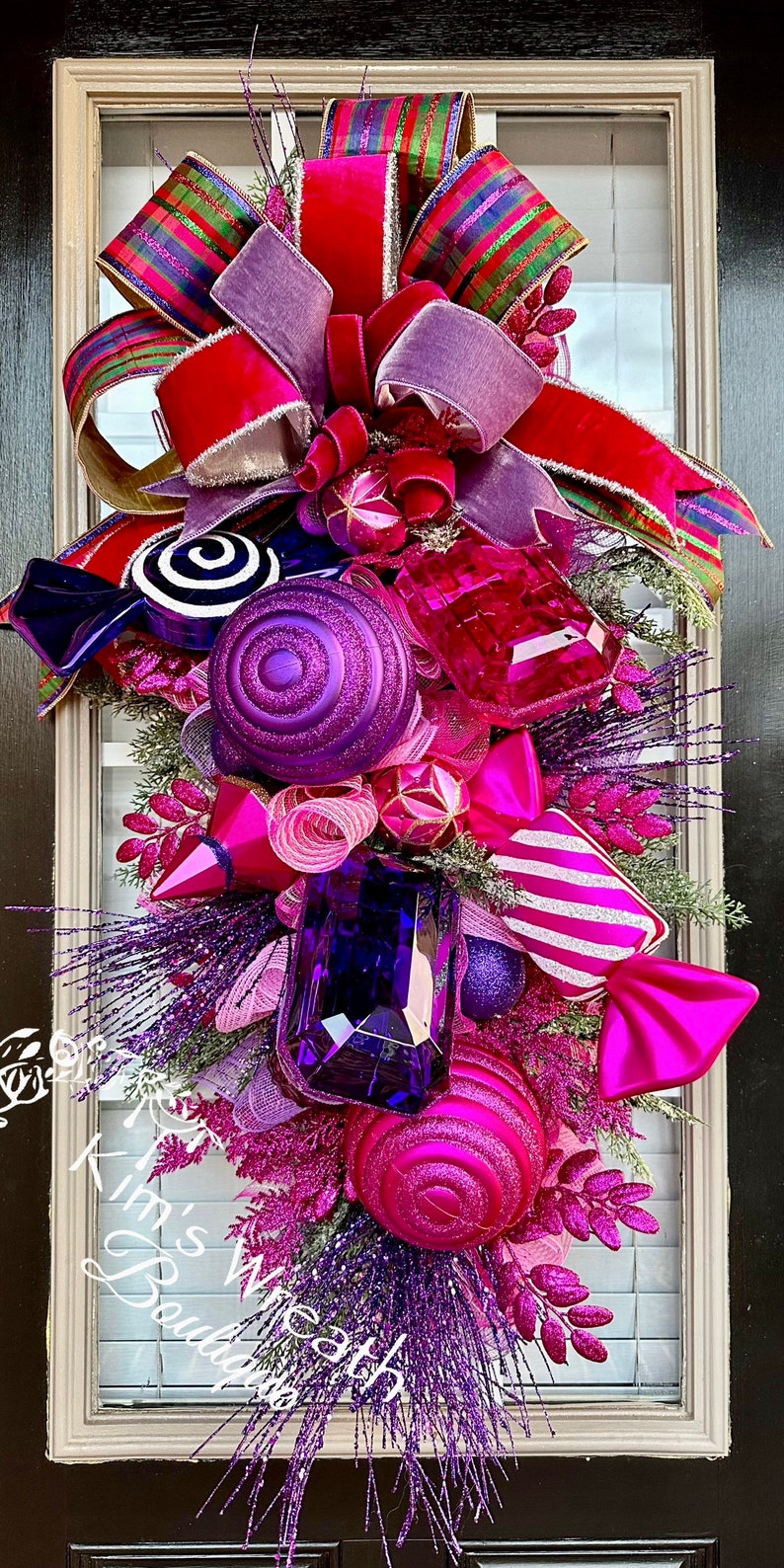 Christmas Swag Black and Gold Xmas Swag Christmas Wreath Etsy