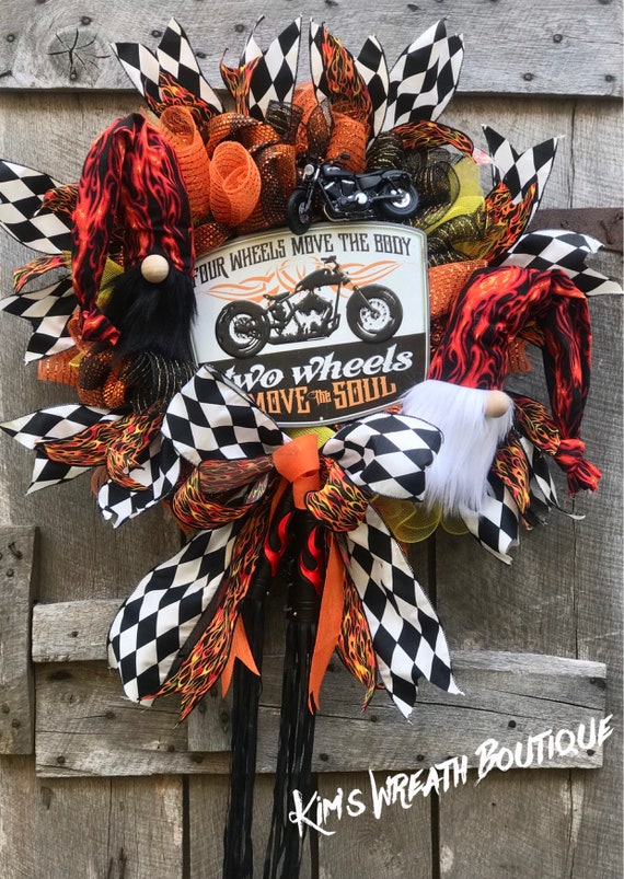 Gnome Wreath Motorcycle Decor Motorcycle Party Motorcycle Etsy