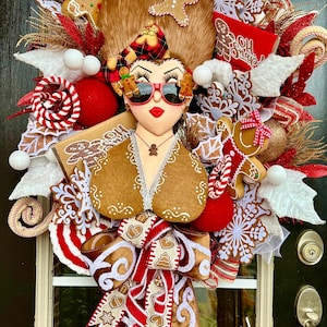 Gingerbread Wreath, Whimsical Gingerbread Wreath, Gingerbread Swag, Gingerbread Home Decor, Whimsical Christmas Wreath, Holiday Home Decor