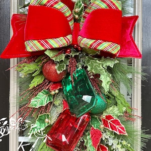 Christmas Swag, Christmas Wreath, Christmas Door Decor, Xmas Swag, Big Bow Swag, Christmas Decor, Christmas Home Decor, Xmas Wreath, Xmas
