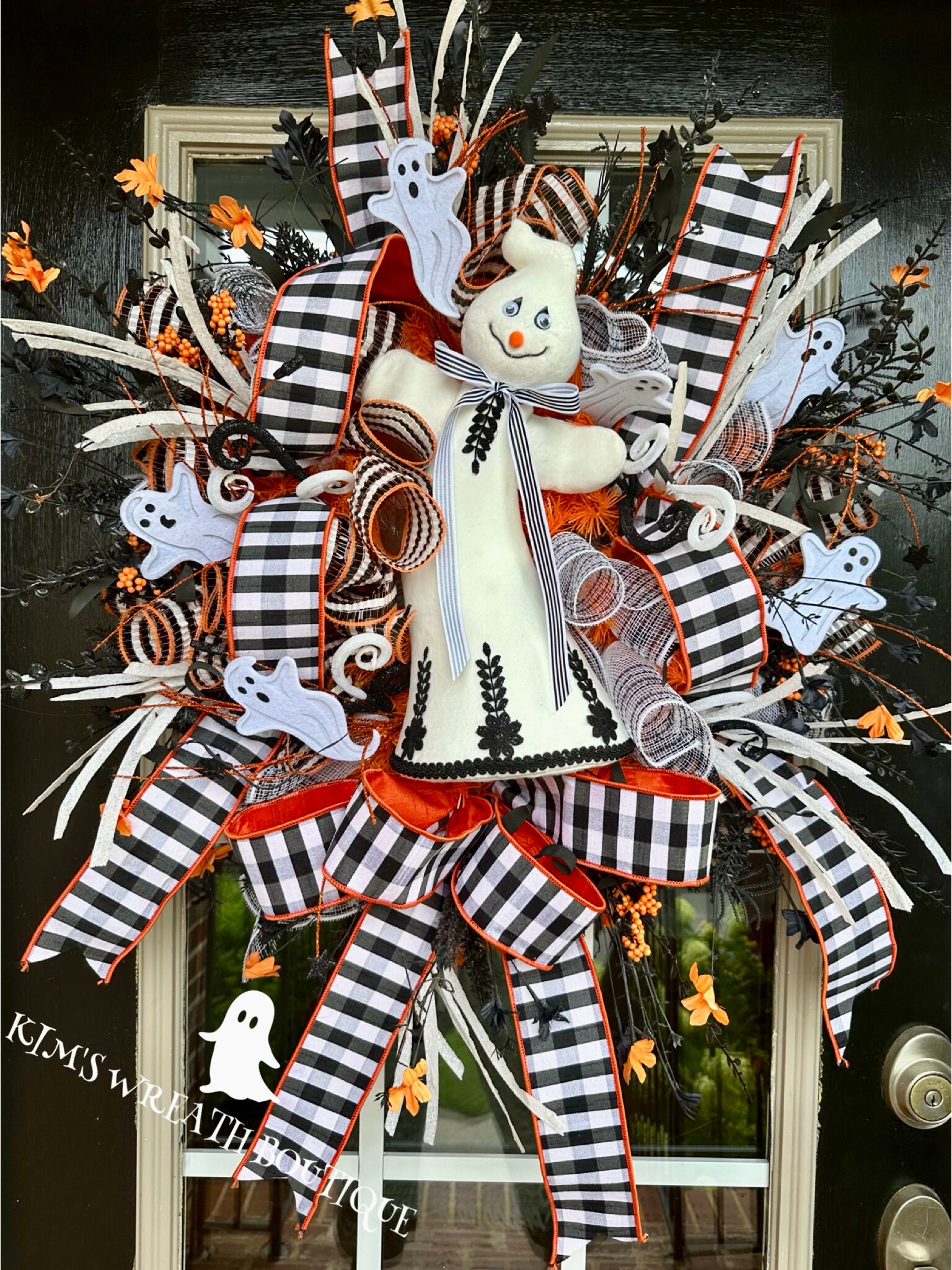 Halloween Wreath, Halloween Decor, Halloween Home Decor, Autumn Wreath, Whimsical Wreath, Ghost Wreath, Ghost Decor, Ghost Home Decor, Fall