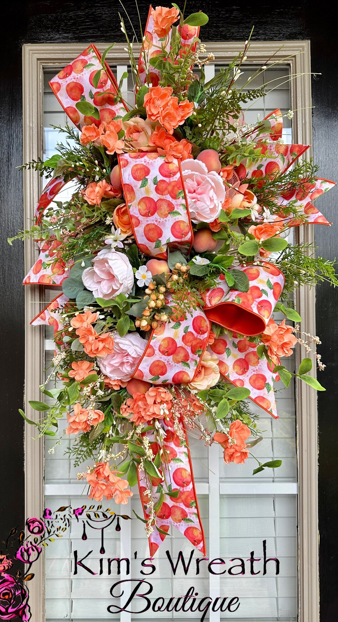 Peach Swag, Peach Wreath, Peach Decor, Peach Home Decor, Summer Wreath ...