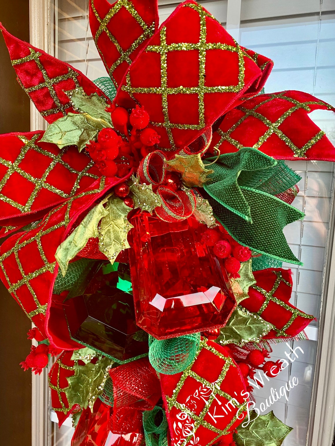 Christmas Wreath Christmas Swag Jeweled Swag Christmas Etsy