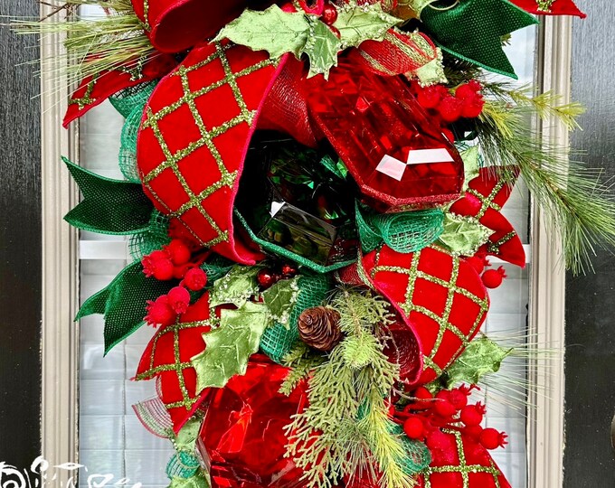 Christmas Wreath, Christmas Swag, Jeweled Swag, Christmas Jeweled Swag