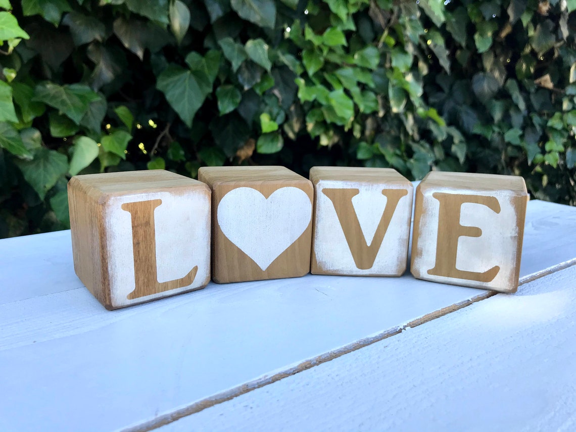 Handcrafted HOME/LOVE Pet Blocks Double Sided Love My Pet | Etsy