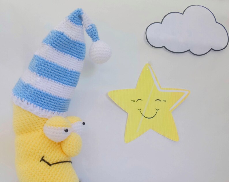 Amigurumi Sleepy Mooncrochet Moonbaby Sleepy Moonknitted Moonnursery Baby Gift K088 - 