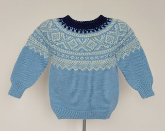 Icelandic sweater for toddler vintage fair isle knit sweater pullover kids boys, Size 2 years kids