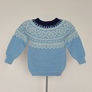 Icelandic sweater for toddler vintage fair isle knit sweater pullover kids boys, Size 2 years kids image 1