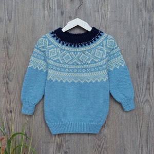 Icelandic sweater for toddler vintage fair isle knit sweater pullover kids boys, Size 2 years kids image 2