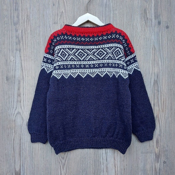 Nordic vintage unisex wollen trui pullover kinderen voor 6-8 jaar oude kinderen