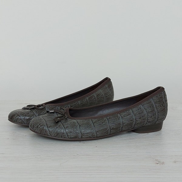 Vintage leather ballerina ballet shoes women flats slip ons - Size US 7 - Size EU 37,5 - UK 4,5