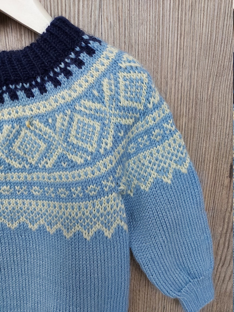 Icelandic sweater for toddler vintage fair isle knit sweater pullover kids boys, Size 2 years kids image 5