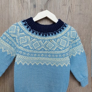 Icelandic sweater for toddler vintage fair isle knit sweater pullover kids boys, Size 2 years kids image 4