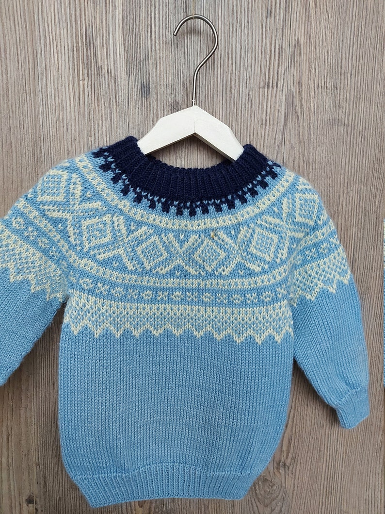 Icelandic sweater for toddler vintage fair isle knit sweater pullover kids boys, Size 2 years kids image 4