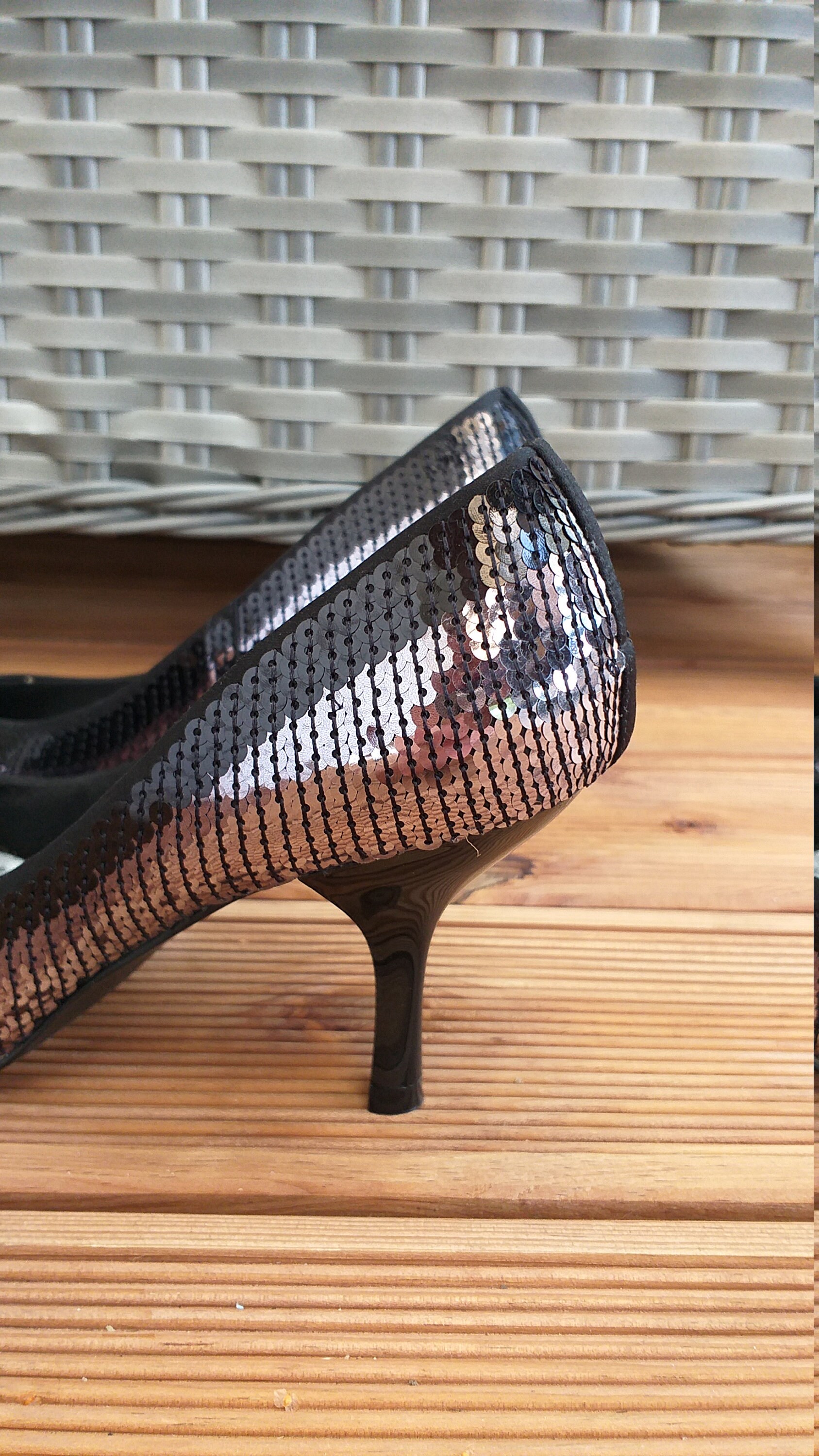 black and silver sparkly shoes
