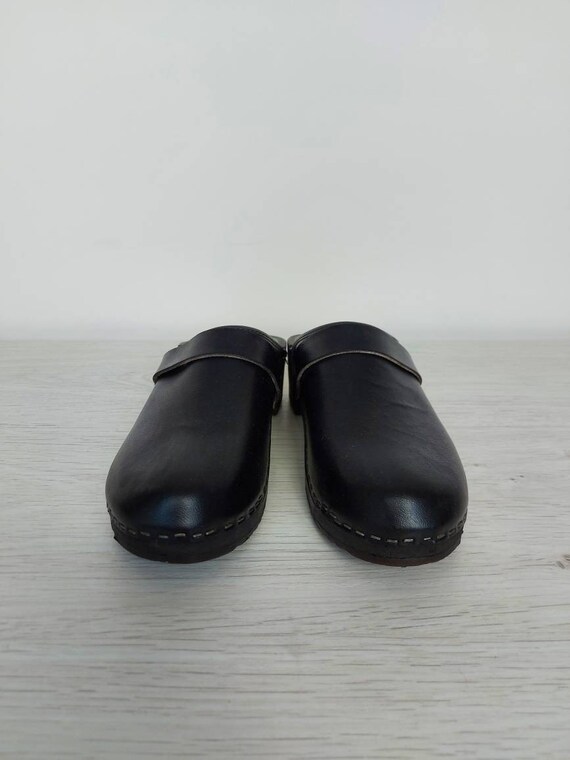 Vintage Swedish clogs sandals women leather woode… - image 9