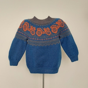 Wool lopapeysa sweater for kids, Fair isle knit unisex sweater, Icelandic vintage pullover for boys, Size 3-4 years kids