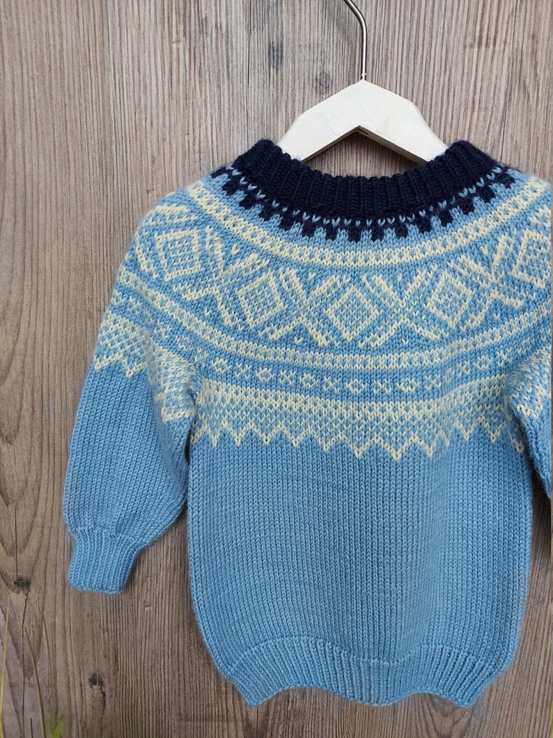 Icelandic sweater for toddler vintage fair isle knit sweater pullover kids boys, Size 2 years kids image 8