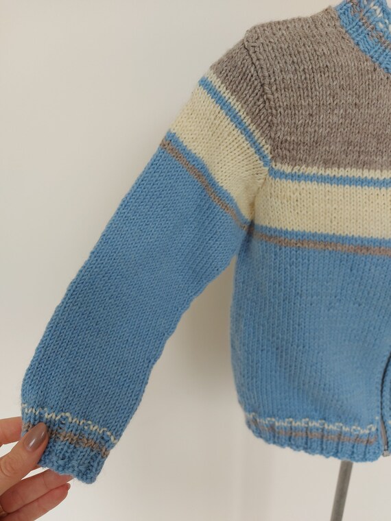 Vintage wool cardigan sweater with zipper for tod… - image 7