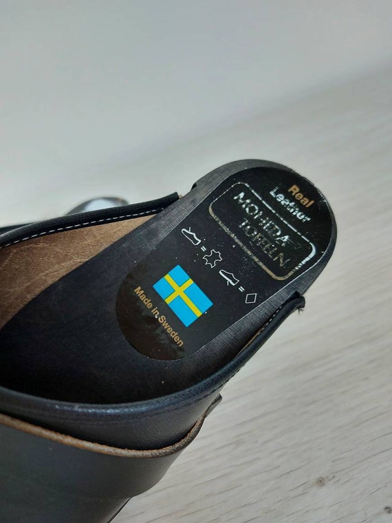 Vintage Swedish clogs sandals women leather woode… - image 6