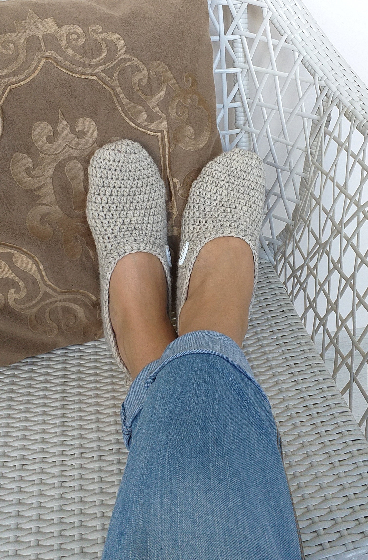 silver slipper shoes for women on Slippers Women Crochet Home House Shoes Gift For Her Gift For Christmas