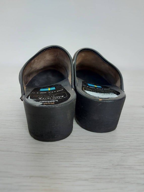 Vintage Swedish clogs sandals women leather woode… - image 5