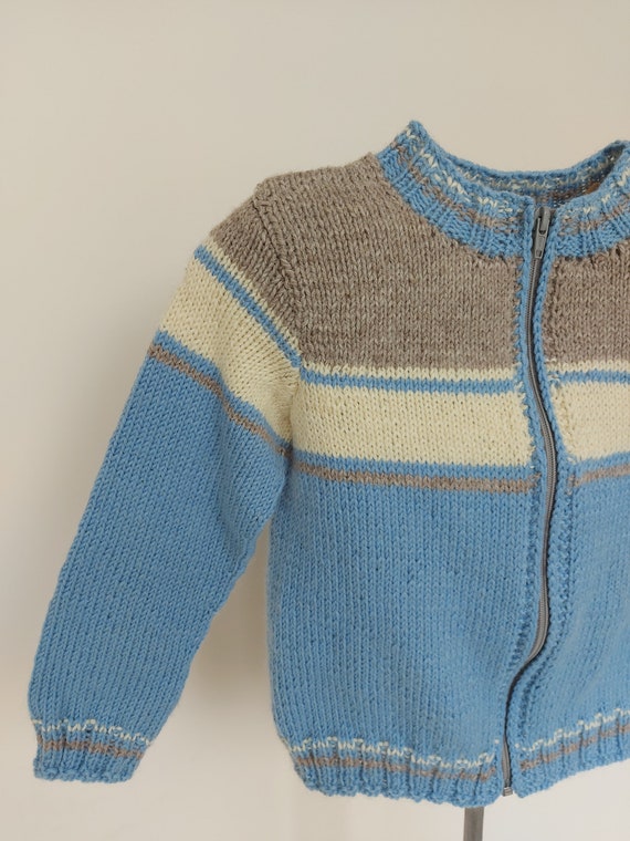 Vintage wool cardigan sweater with zipper for tod… - image 6