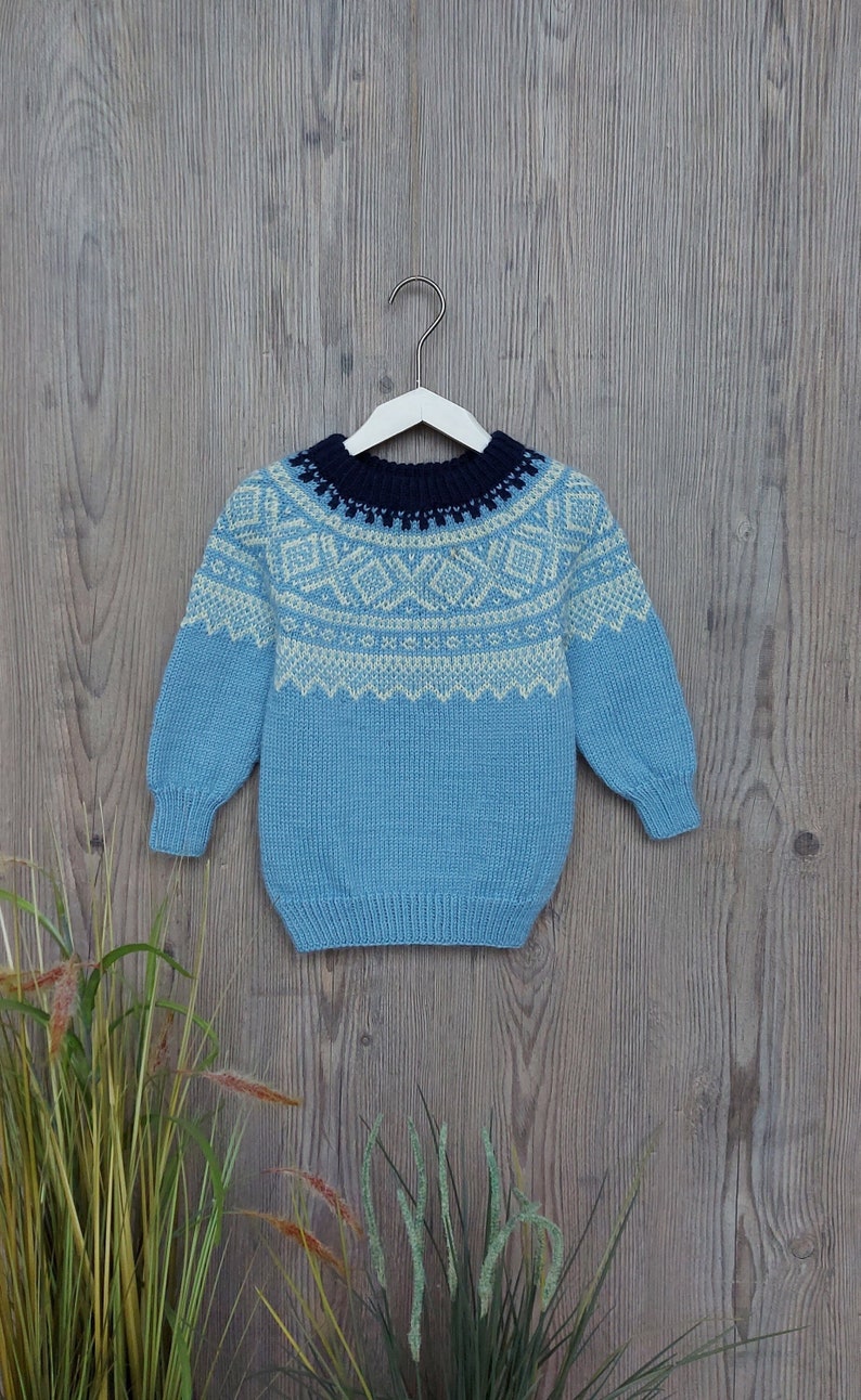 Icelandic sweater for toddler vintage fair isle knit sweater pullover kids boys, Size 2 years kids image 2