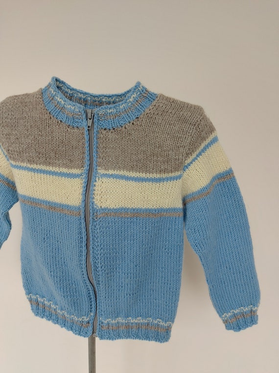 Vintage wool cardigan sweater with zipper for tod… - image 2