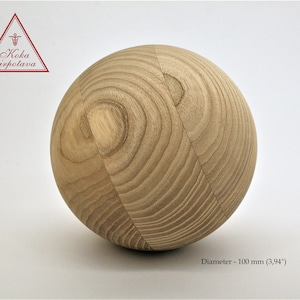 Wood ball 100 mm Large wood ball Wood sphere 100 mm Wood ball 3,94&quot; Turned wooden ball Wood ball ornament Unfinished wood ball Quality ball