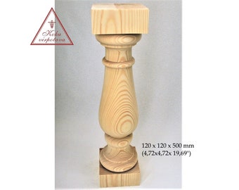 Turned Pine Wood Table Leg - Rustic Farmhouse Furniture (120x120x500mm)