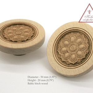 Set of 2 Laser engraved Furniture knobs wood Cabinet knobs Wooden knobs Modern Furniture Pull Wooden handle Wooden Drawer Handle Turned knob