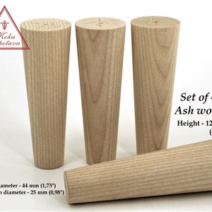 Set of 4 pcs Tapered Wooden Legs Solid Wood Furniture Feet Coffee table legs Sofa legs Cabinet Legs Wooden Furniture legs Table legs
