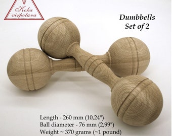 Conjunto de 2 mancuernas de madera Mancuernas de ejercicio Barras de ejercicio Decoración de la granja Decoración del estante Regalo para el hombre Accesorio del gimnasio Decoración del hogar Decoración actual