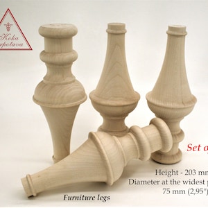 Set of 4 Furniture legs Turned wooden legs Sofa legs Wooden turned feet Coffee table legs Cabinet legs Table legs Legs for furniture Legs
