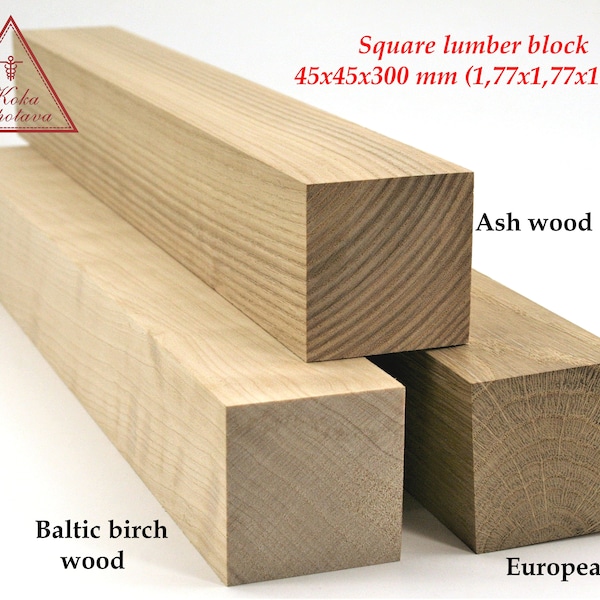 Set aus 4 Stück Vierkantholzblöcken 45x45x300 mm Drechseln von Holzrohlingen Trockenholzrohlinge Quadratisch zum Drechseln geplant
