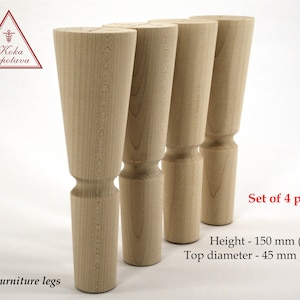 Set of 4 pcs Furniture legs wood Coffee table legs Table legs Sofa legs Furniture feet Turned legs Cabinet legs Vanity legs Unfinished legs