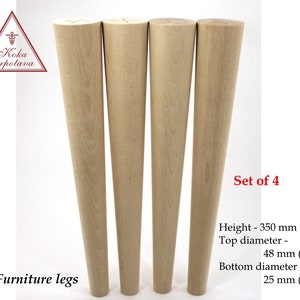 Set of 4 pcs Tapered Wooden Legs for furniture Furniture Feet Sofa legs Cabinet Legs Wooden Furniture legs Table legs Vanity feet Legs wood