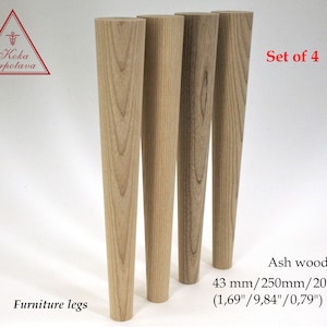 Set of 4 pcs Tapered wooden Legs for furniture Furniture feet Coffee table legs Sofa legs Cabinet legs Wooden furniture legs Table legs
