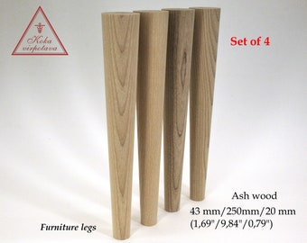 Set of 4 pcs Tapered wooden Legs for furniture Furniture feet Coffee table legs Sofa legs Cabinet legs Wooden furniture legs Table legs